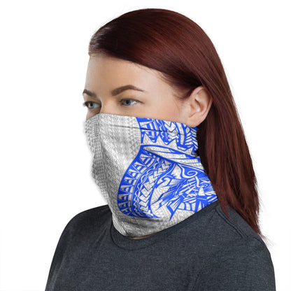 Polynesian Neck Gaiter - Polynesian Pattern Blue White