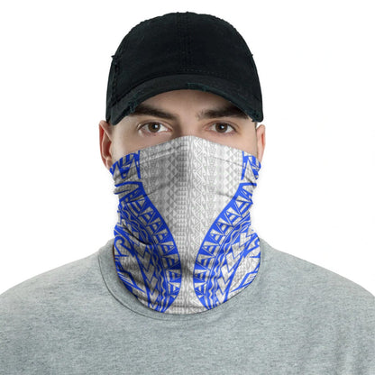 Polynesian Neck Gaiter - Polynesian Pattern Blue White