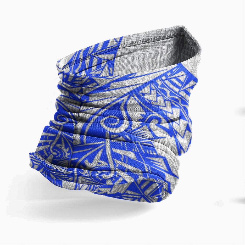 Polynesian Neck Gaiter - Polynesian Pattern Blue White