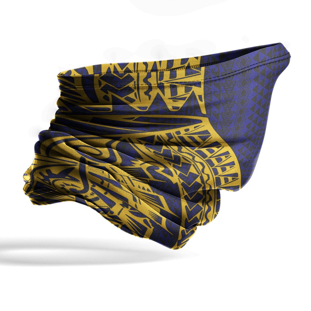 Polynesian Neck Gaiter - Polynesian Pattern Gold Blue