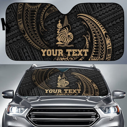 Polynesian New Caledonia Custom Personalised Sun Shades - Gold Tribal Wave