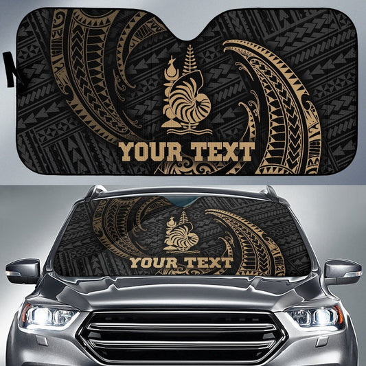 Polynesian New Caledonia Custom Personalised Sun Shades - Gold Tribal Wave