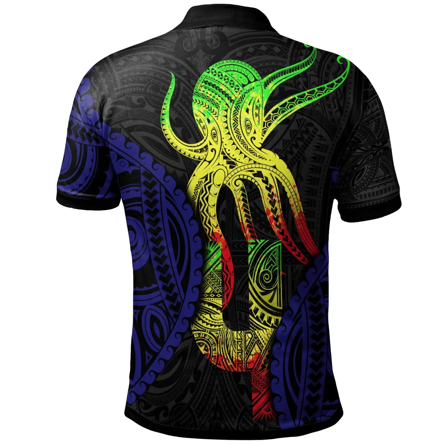 Polynesian Polo Shirt - Polynesian Octopus Number Style Four