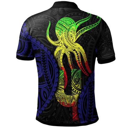 Polynesian Polo Shirt - Polynesian Octopus Number Style Four