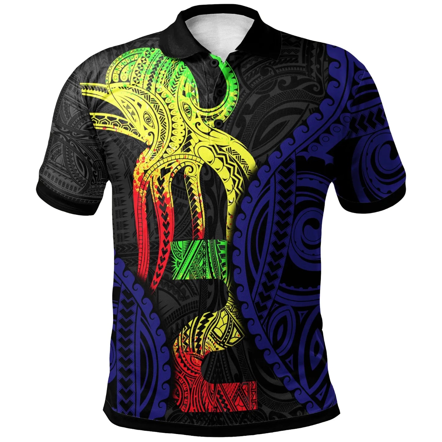 Polynesian Polo Shirt - Polynesian Octopus Number Style Two