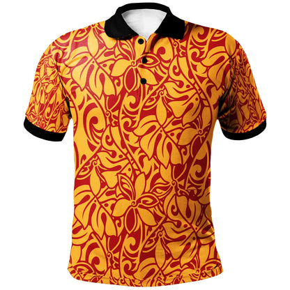Polynesian Polo Shirt - Tribal Leaves Pattern