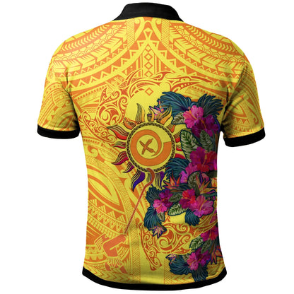 Polynesian Polo Shirt - Vanuatu Symbols With Hibiscus