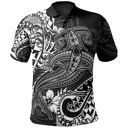Polynesian Polo Shirt - White Shark Polynesian Tattoo