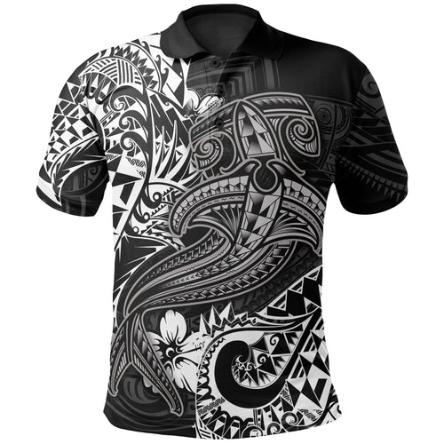 Polynesian Polo Shirt - White Shark Polynesian Tattoo