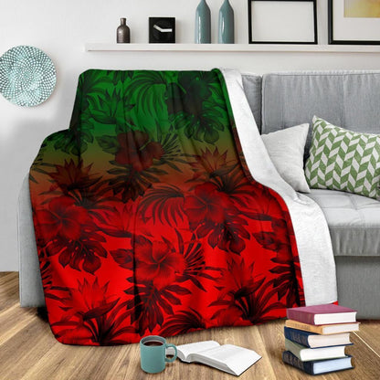 Polynesian Premium Blanket - Red Hibiscus Patterns