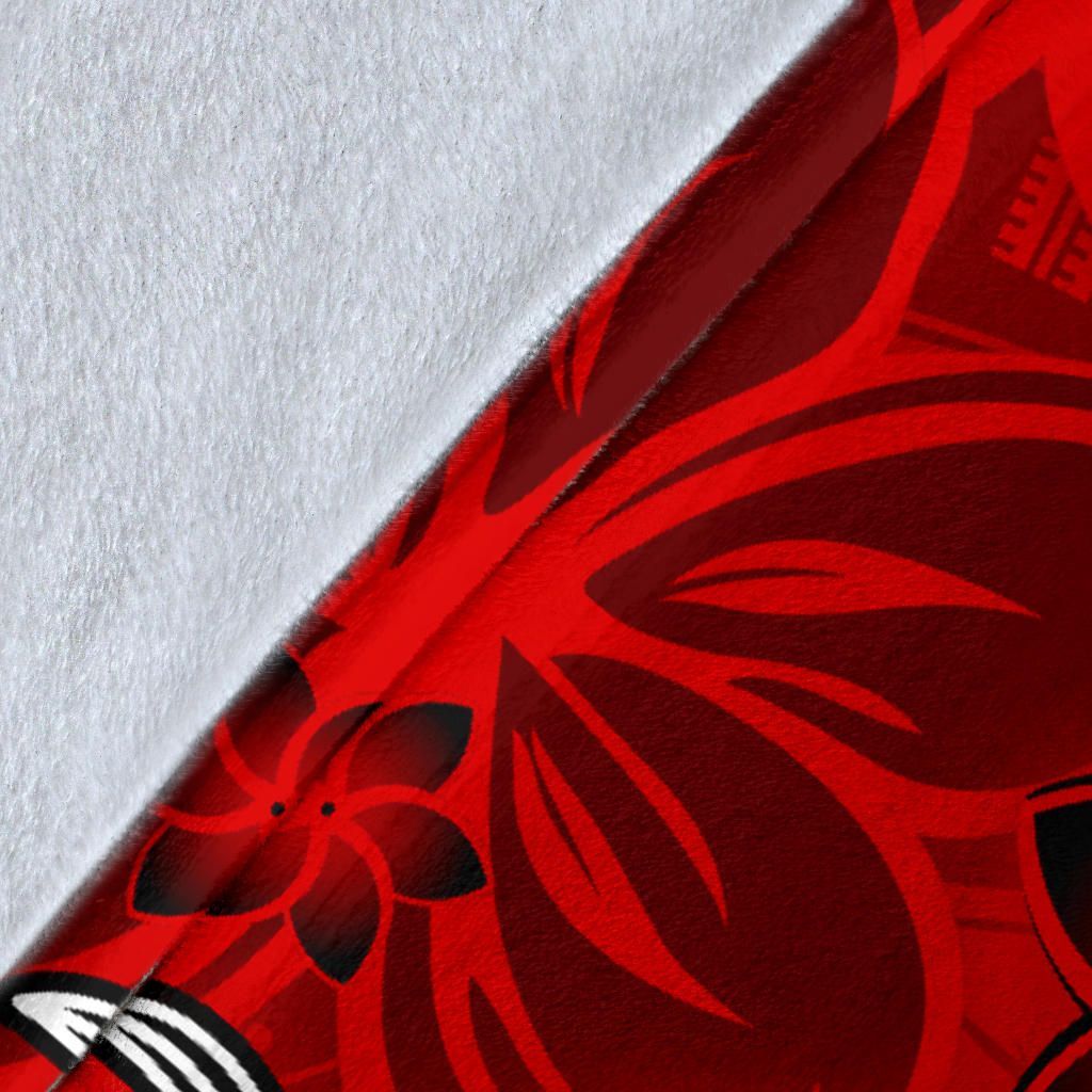 Polynesian Premium Blanket - Turtle Plumeria Red Color