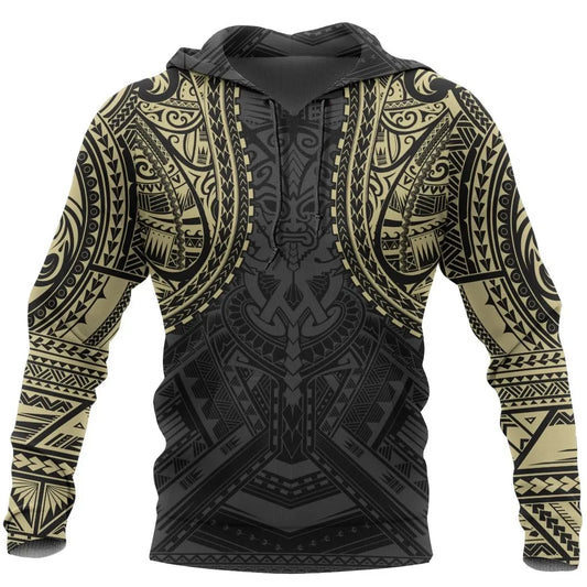 Polynesian Spirit Pullover Hoodie - Polynesian Tattoo Style