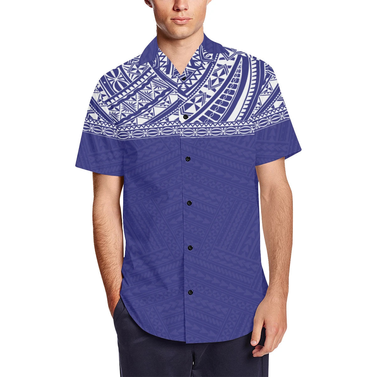 Polynesian Purple - White Short Sleeve Shirt
