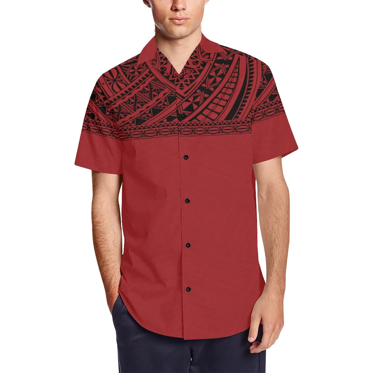 Polynesian Red - Black Short Sleeve Shirt