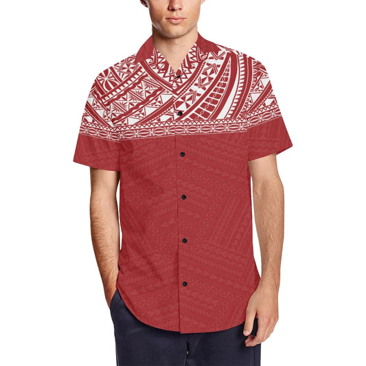 Polynesian Red - White Short Sleeve Shirt