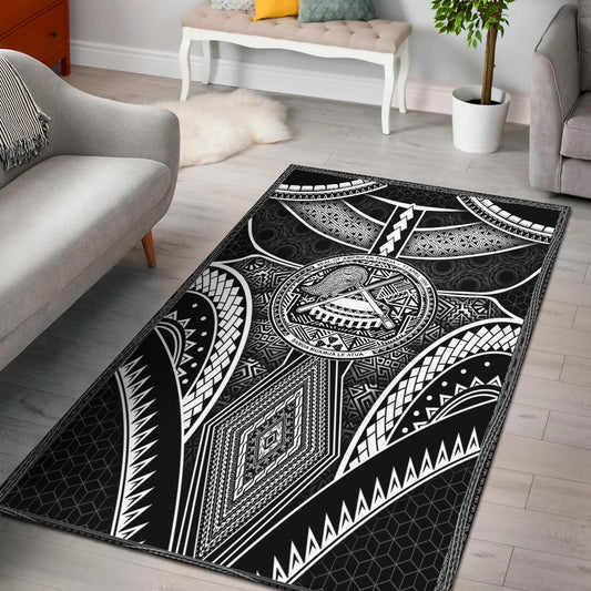 Polynesian Rugs - American Samoa Coat Of Arm With Poly Patterns