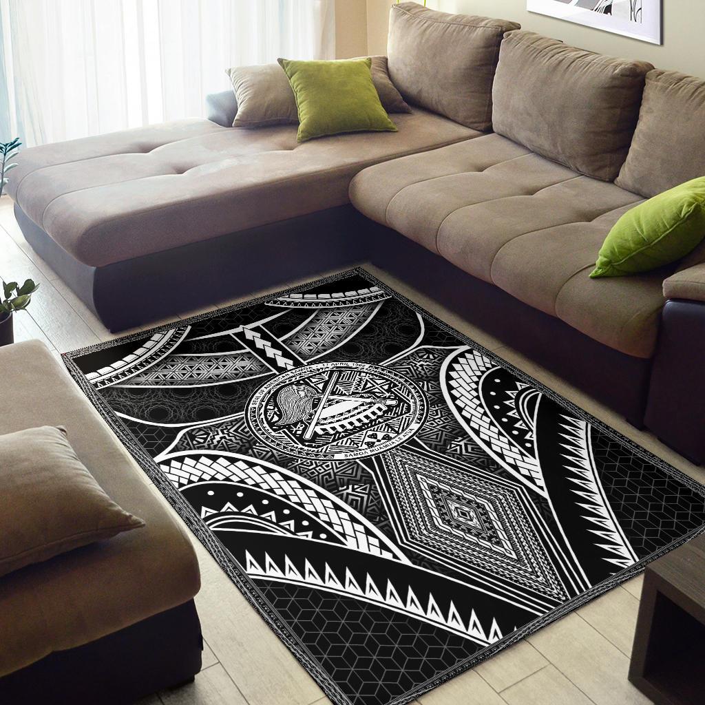 Polynesian Rugs - American Samoa Coat Of Arm With Poly Patterns
