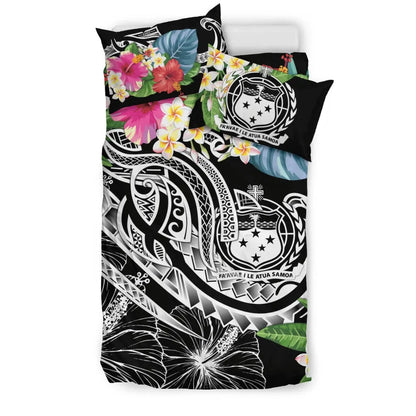 Polynesian Samoa Bedding Set - Summer Plumeria (Black)
