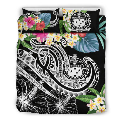Polynesian Samoa Bedding Set - Summer Plumeria (Black)