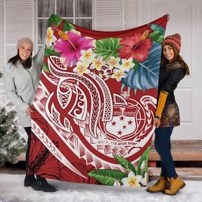 Polynesian Samoa Premium Blanket - Summer Plumeria (Red)