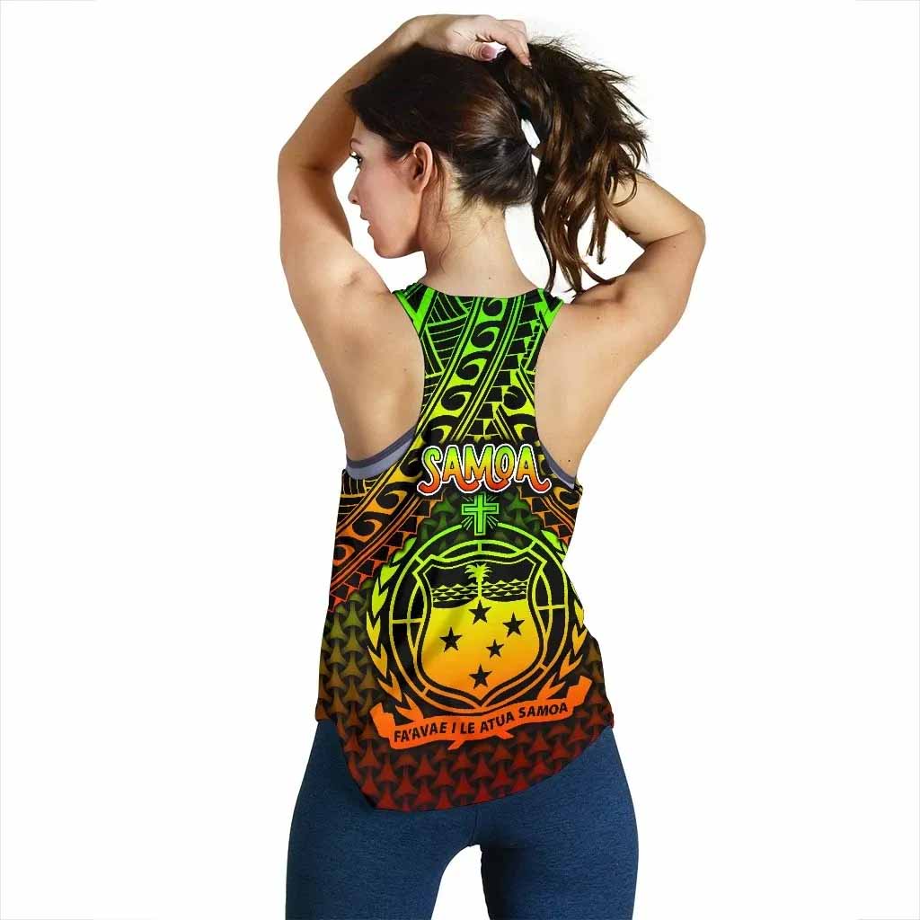 Polynesian Samoa Women Racerback Tank - Reggae Vintage Polynesian Patterns