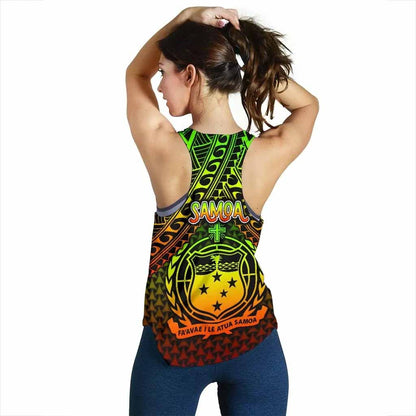 Polynesian Samoa Women Racerback Tank - Reggae Vintage Polynesian Patterns
