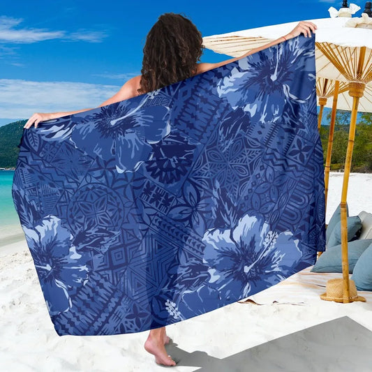 Polynesian Sarong - Hibiscus Blue
