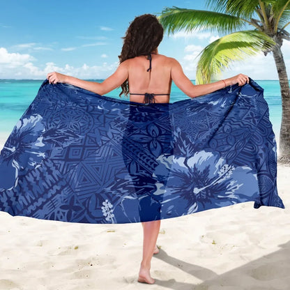 Polynesian Sarong - Hibiscus Blue