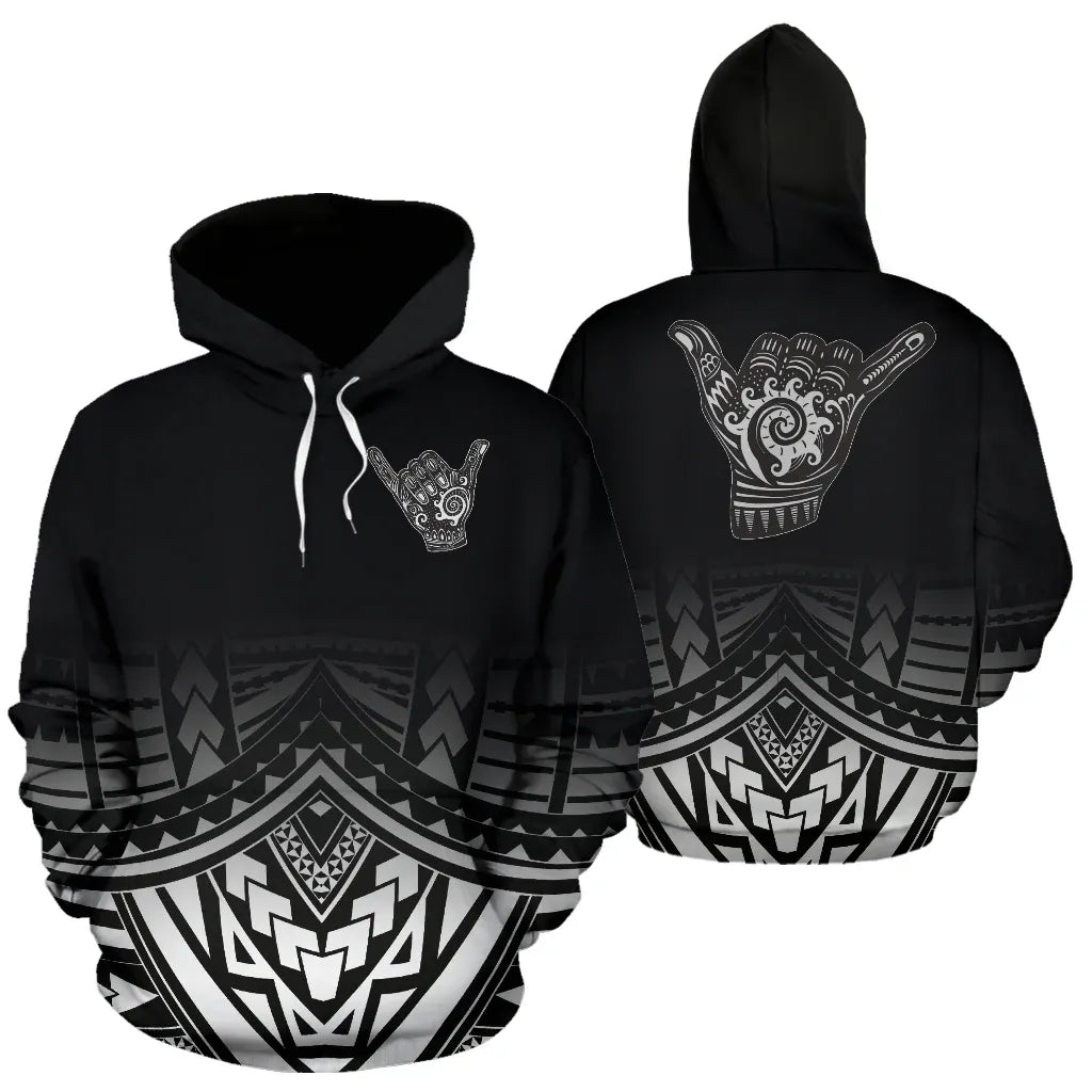 Polynesian All Over Hoodie - Shaka Black Version