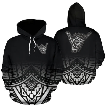 Polynesian All Over Hoodie - Shaka Black Version