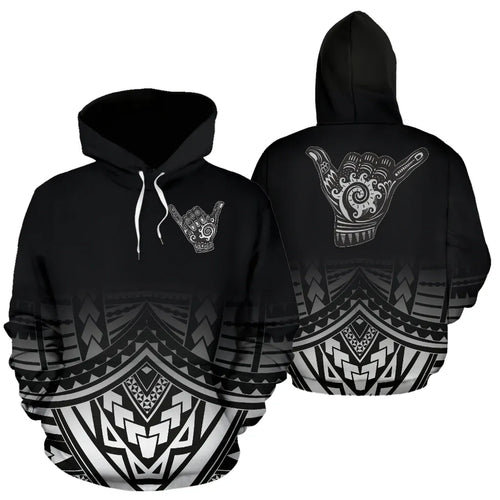 Polynesian All Over Hoodie - Shaka Black Version