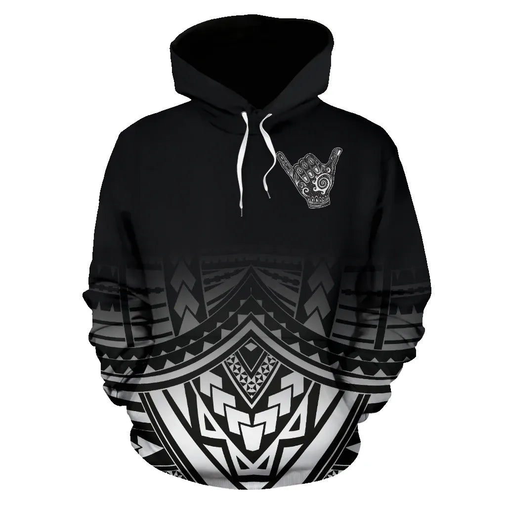 Polynesian All Over Hoodie - Shaka Black Version
