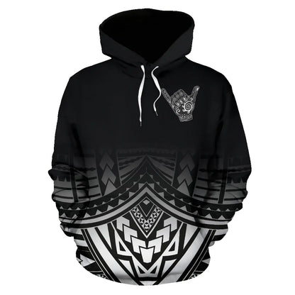 Polynesian All Over Hoodie - Shaka Black Version