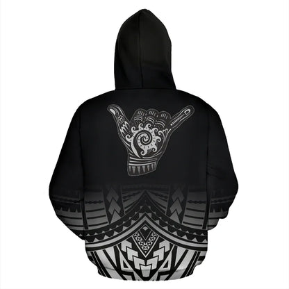 Polynesian All Over Hoodie - Shaka Black Version