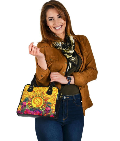 Polynesian Shoulder Handbags - Vanuatu Symbols With Hibiscus