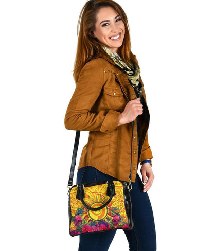 Polynesian Shoulder Handbags - Vanuatu Symbols With Hibiscus