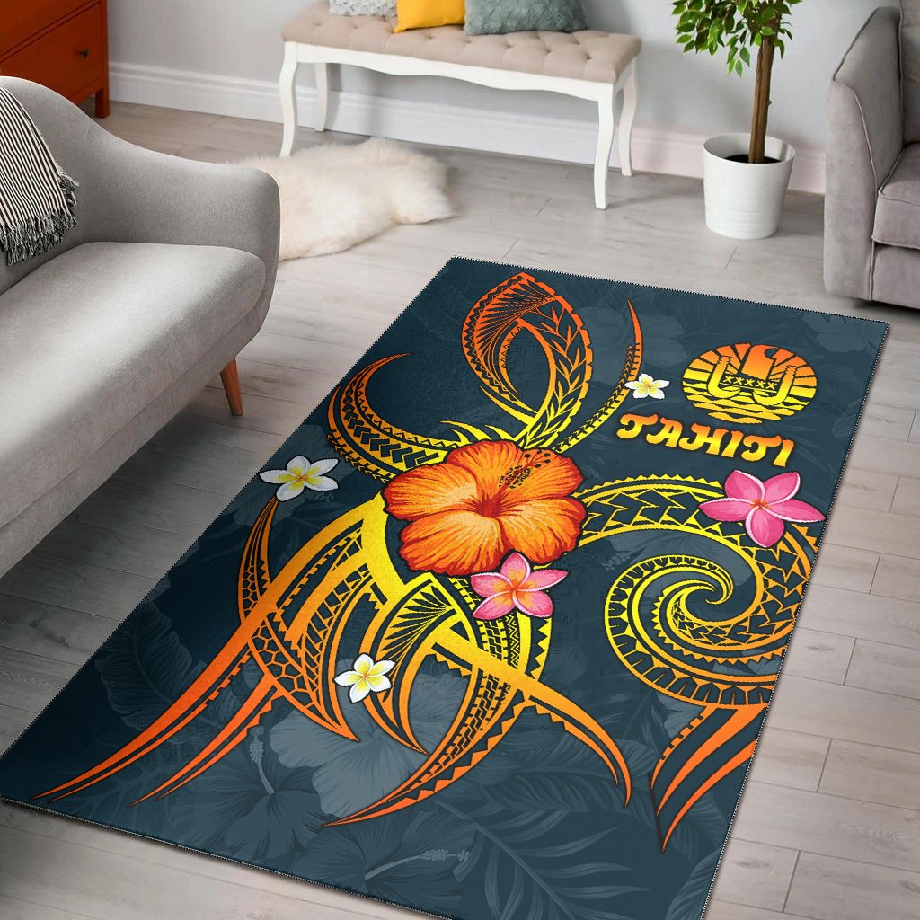 Polynesian Tahiti Area Rug - Legend of Tahiti (Blue)
