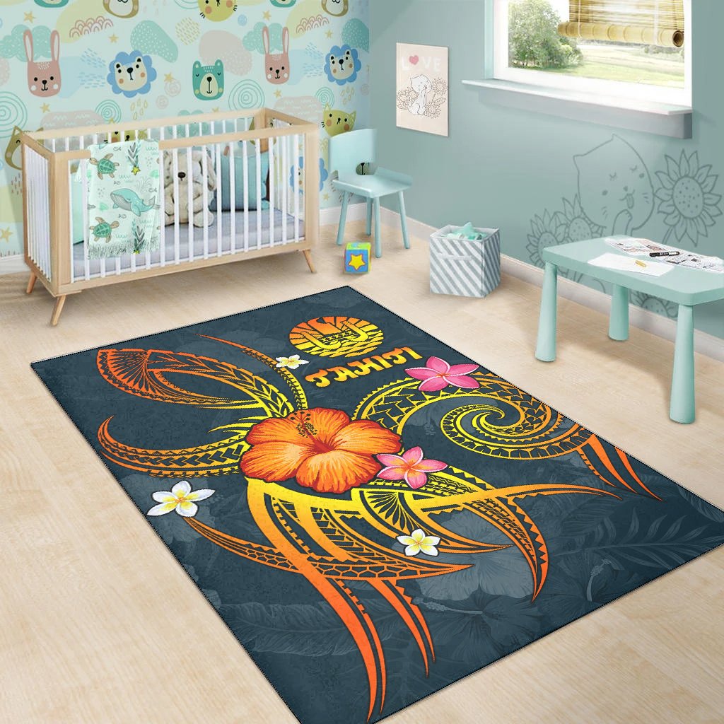 Polynesian Tahiti Area Rug - Legend of Tahiti (Blue)