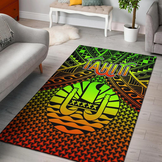 Polynesian Tahiti Area Rug - Reggae Vintage Polynesian Patterns