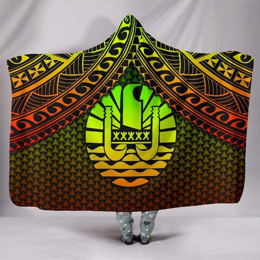 Polynesian Tahiti Hooded Blanket - Reggae Vintage Polynesian Patterns
