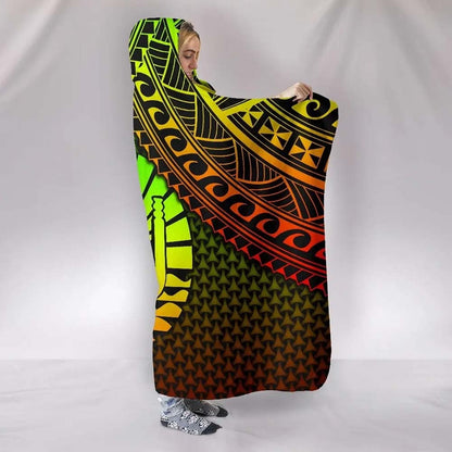 Polynesian Tahiti Hooded Blanket - Reggae Vintage Polynesian Patterns