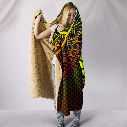 Polynesian Tahiti Hooded Blanket - Reggae Vintage Polynesian Patterns