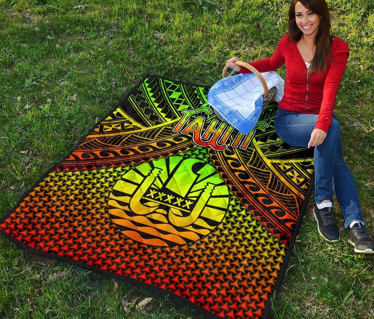 Polynesian Tahiti Personalised Premium Quilt - Reggae Vintage Polynesian Patterns