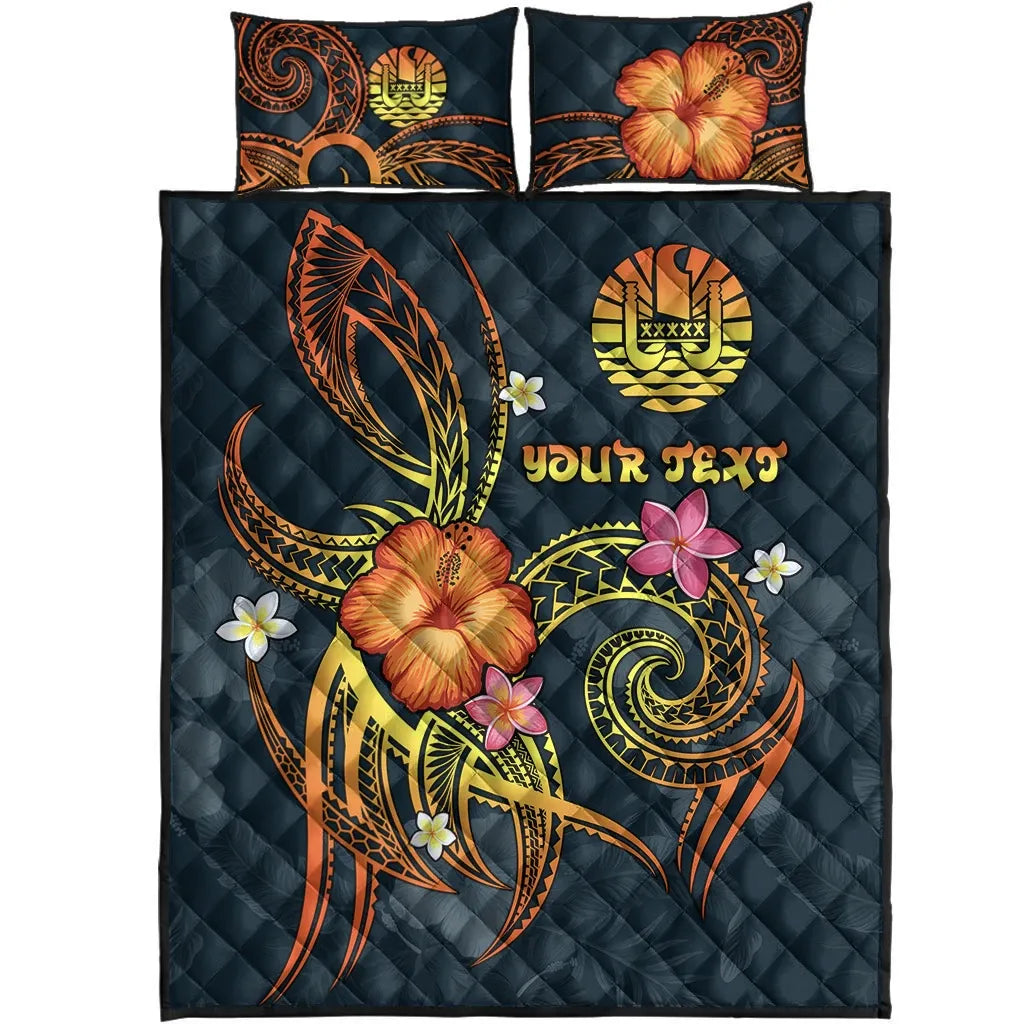 Polynesian Tahiti Personalised Quilt Bed Set - Legend of Tahiti (Blue)