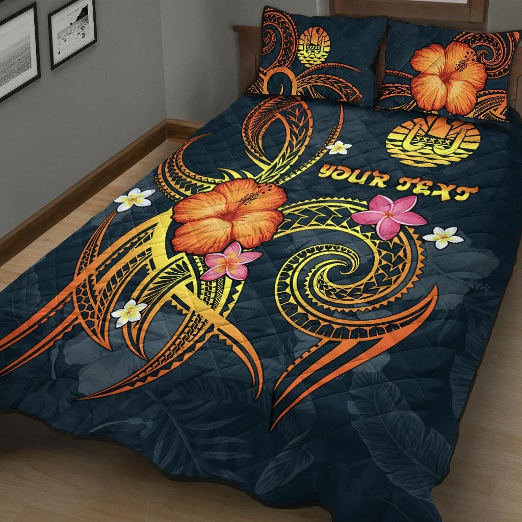 Polynesian Tahiti Personalised Quilt Bed Set - Legend of Tahiti (Blue)