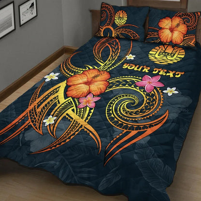 Polynesian Tahiti Personalised Quilt Bed Set - Legend of Tahiti (Blue)