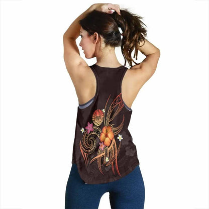 Polynesian Tahiti Personalised Women Racerback Tank - Legend of Tahiti (Red)