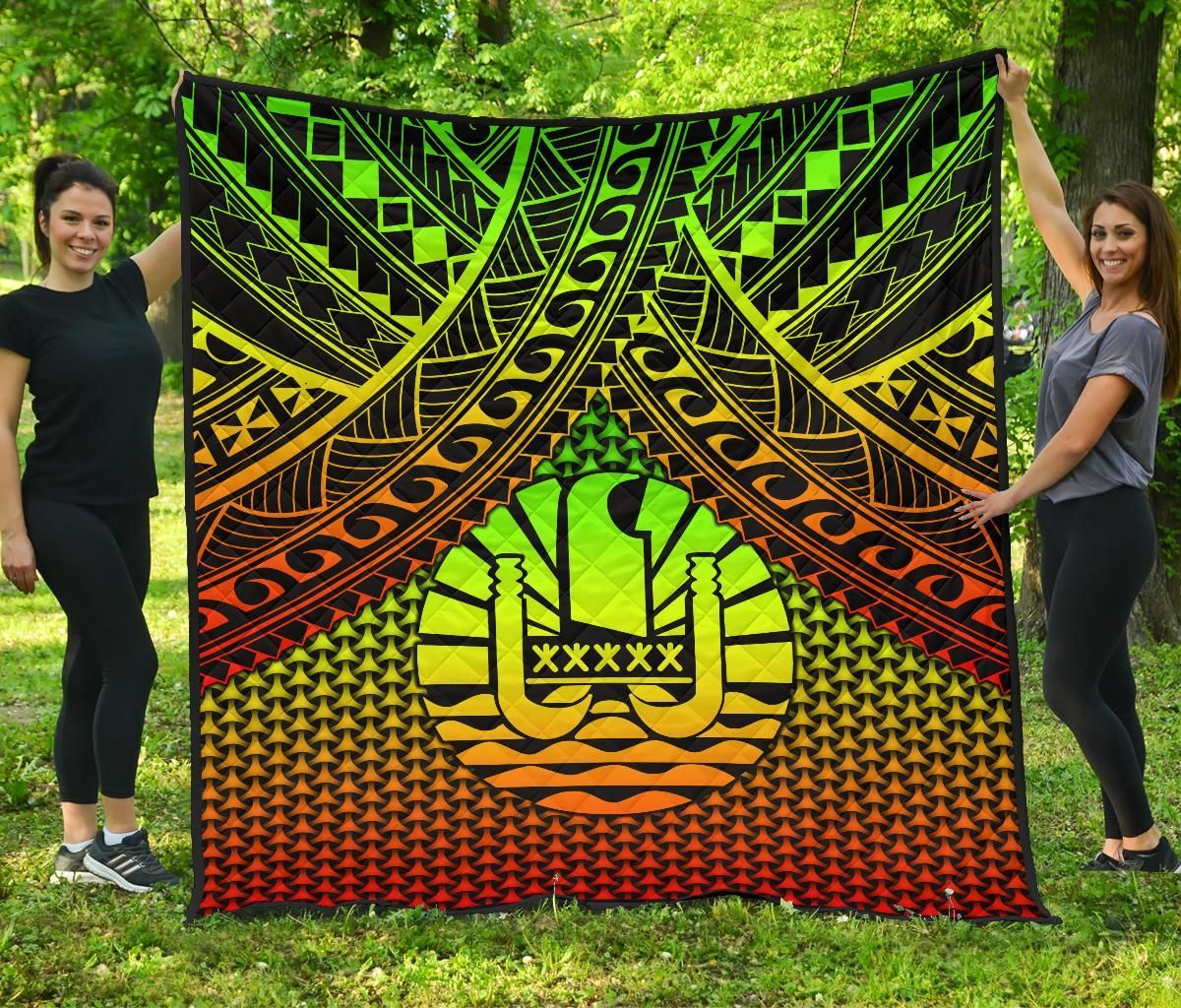 Polynesian Tahiti Premium Quilt - Reggae Vintage Polynesian Patterns ...