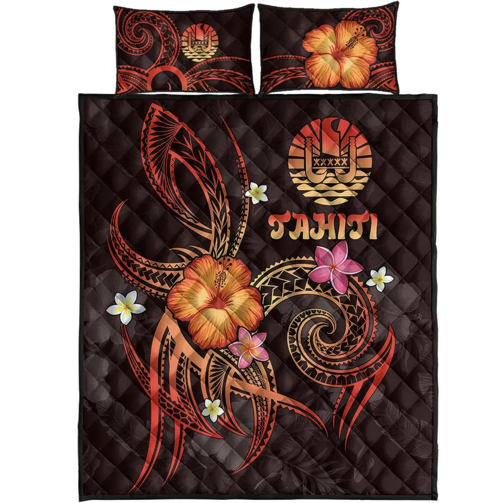 Polynesian Tahiti Quilt Bed Set - Legend of Tahiti (Red)