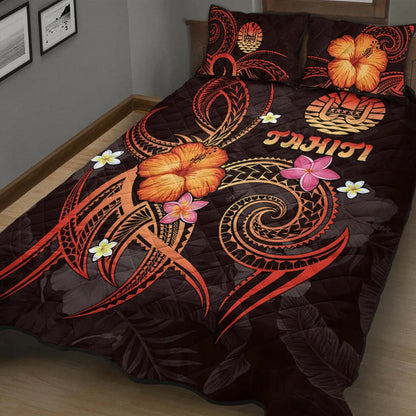 Polynesian Tahiti Quilt Bed Set - Legend of Tahiti (Red)